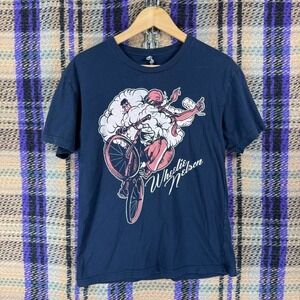 Willie Nelson Shirt Mens Small Blue Fleet Bicycle Shop Graphic Parody Tennessee